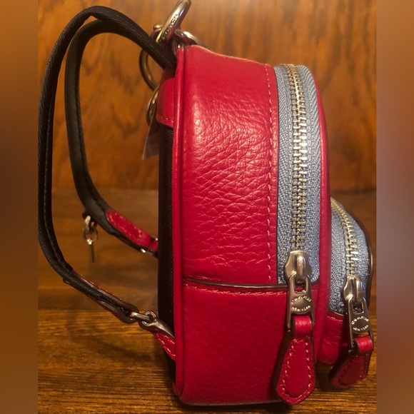 NWT-Coach-Mini Court Backpack🎒Keychain/Bag Charm-Dark Cardinal Red-$138 - Picture 7 of 12